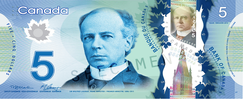 canadian 5 dollar bill front
