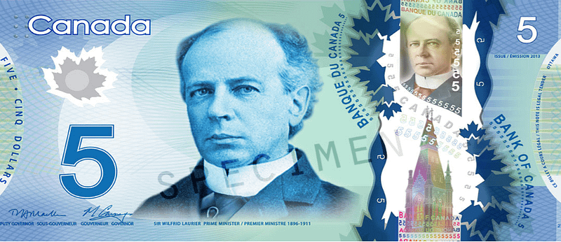 canadian 5 dollar bill front