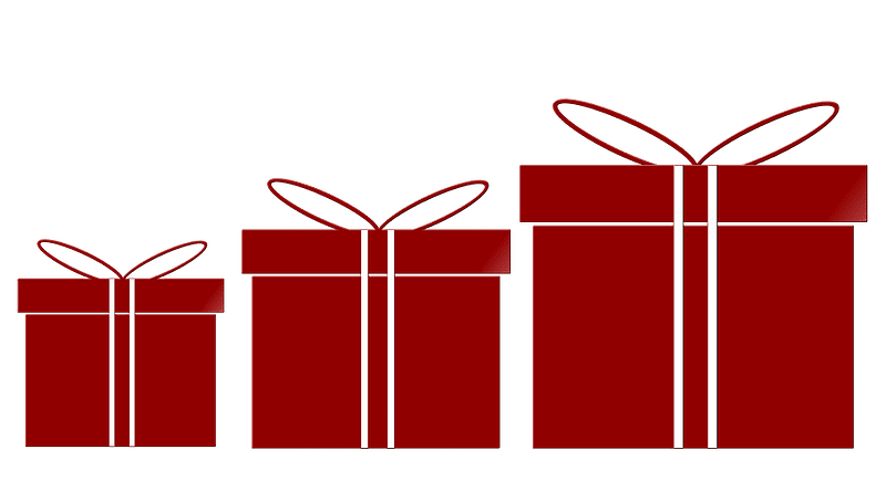 Red gift boxes on white background