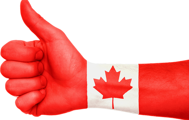 thumbs up with canadian flag