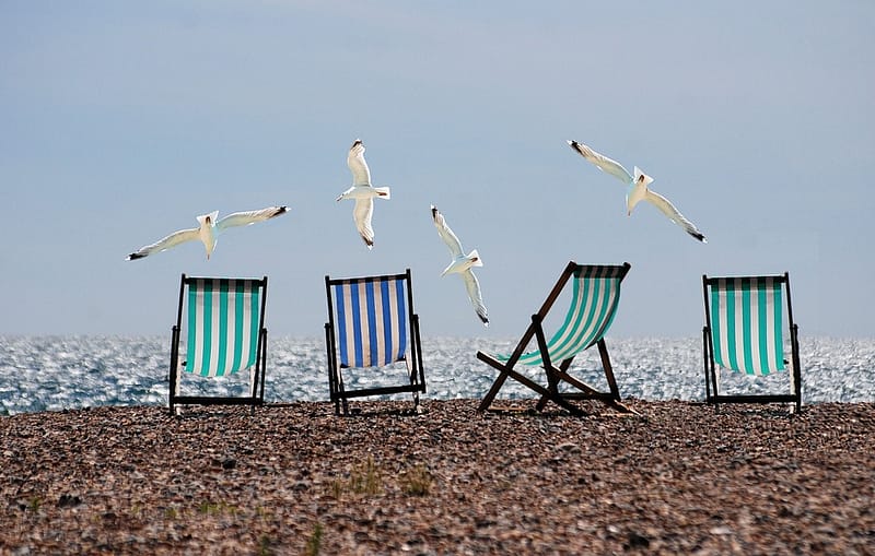 holiday chairs on a beach in canada