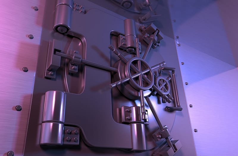 a bank vault, representing the safety of financial institutions