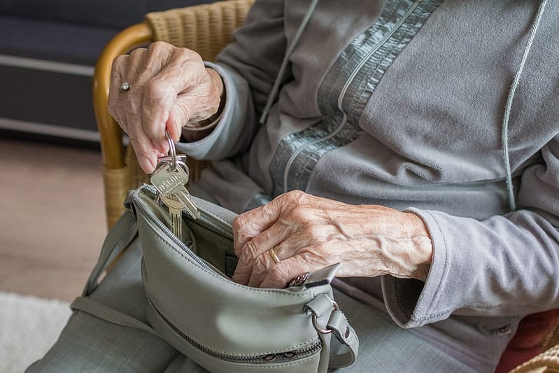 elderly person with her purse