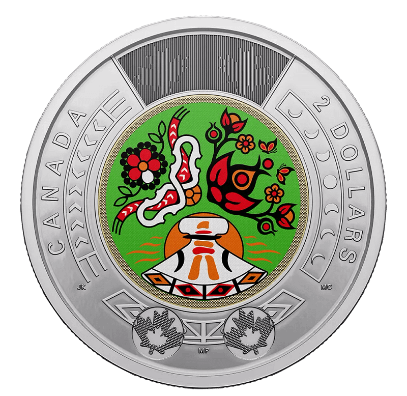 colorful version of the indigenous celebration day Canadian $2 toonie