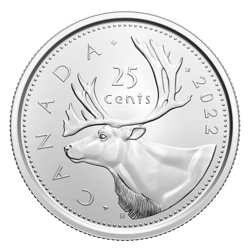 caribou side of a canadian quarter